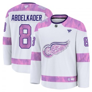 Adult Premium Detroit Red Wings Justin Abdelkader White 2024 Hockey Fights Cancer Practice Official Fanatics Jersey