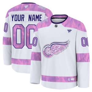 Adult Premium Detroit Red Wings Custom White Custom 2024 Hockey Fights Cancer Practice Official Fanatics Jersey