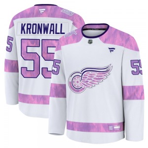Adult Premium Detroit Red Wings Niklas Kronwall White 2024 Hockey Fights Cancer Practice Official Fanatics Jersey