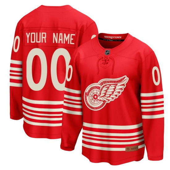 Adult Breakaway Detroit Red Wings Custom Red Custom Centennial Official Fanatics Jersey