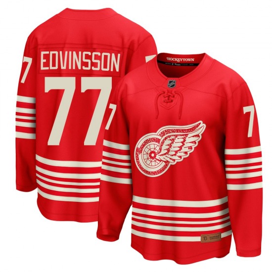 Adult Breakaway Detroit Red Wings Simon Edvinsson Red Centennial Official Fanatics Jersey