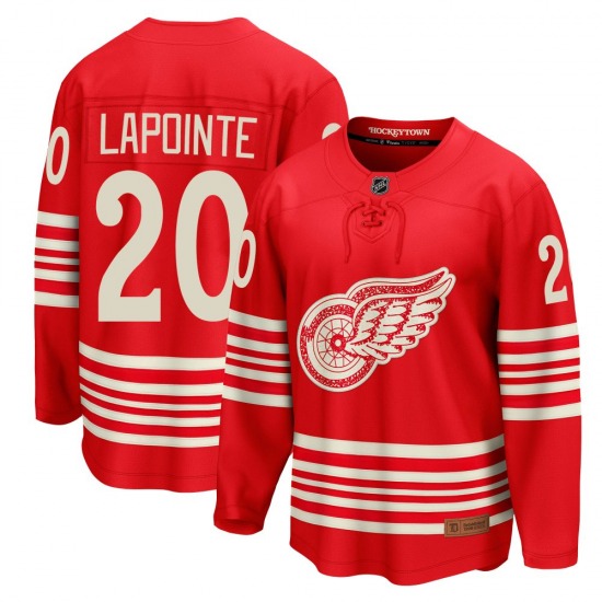 Adult Breakaway Detroit Red Wings Martin Lapointe Red Centennial Official Fanatics Jersey
