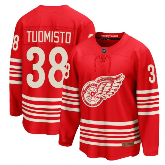Youth Breakaway Detroit Red Wings Antti Tuomisto Red Centennial Official Fanatics Jersey