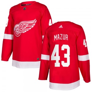 Adult Authentic Detroit Red Wings Carter Mazur Red Home Official Adidas Jersey