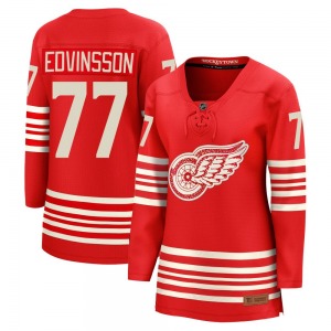 Women's Breakaway Detroit Red Wings Simon Edvinsson Red Centennial Official Fanatics Jersey