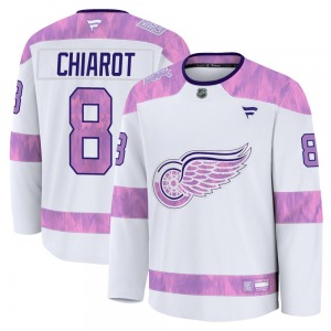 Youth Premium Detroit Red Wings Ben Chiarot White 2024 Hockey Fights Cancer Practice Official Fanatics Jersey