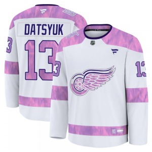 Youth Premium Detroit Red Wings Pavel Datsyuk White 2024 Hockey Fights Cancer Practice Official Fanatics Jersey