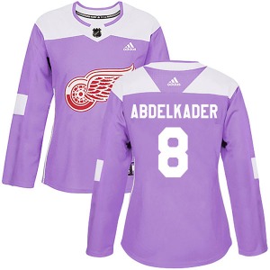 Women's Authentic Detroit Red Wings Justin Abdelkader Purple Hockey Fights Cancer Practice Official Adidas Jersey
