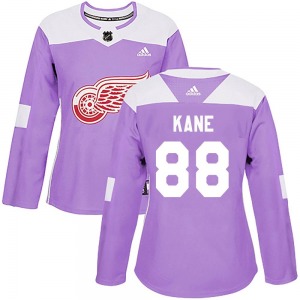 Women's Authentic Detroit Red Wings Patrick Kane Purple Hockey Fights Cancer Practice Official Adidas Jersey