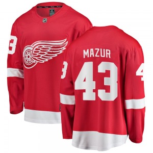 Youth Breakaway Detroit Red Wings Carter Mazur Red Home Official Fanatics Branded Jersey