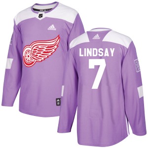 Youth Authentic Detroit Red Wings Ted Lindsay Purple Hockey Fights Cancer Practice Official Adidas Jersey