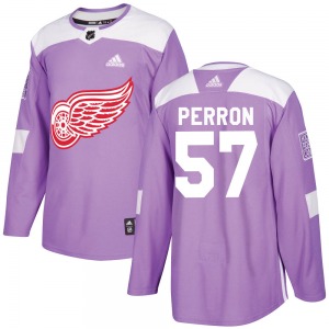 Youth Authentic Detroit Red Wings David Perron Purple Hockey Fights Cancer Practice Official Adidas Jersey