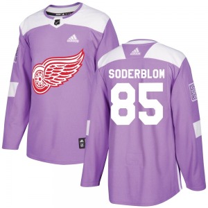 Youth Authentic Detroit Red Wings Elmer Soderblom Purple Hockey Fights Cancer Practice Official Adidas Jersey