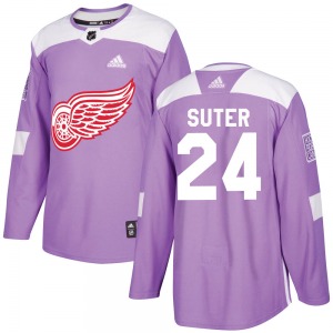 Youth Authentic Detroit Red Wings Pius Suter Purple Hockey Fights Cancer Practice Official Adidas Jersey