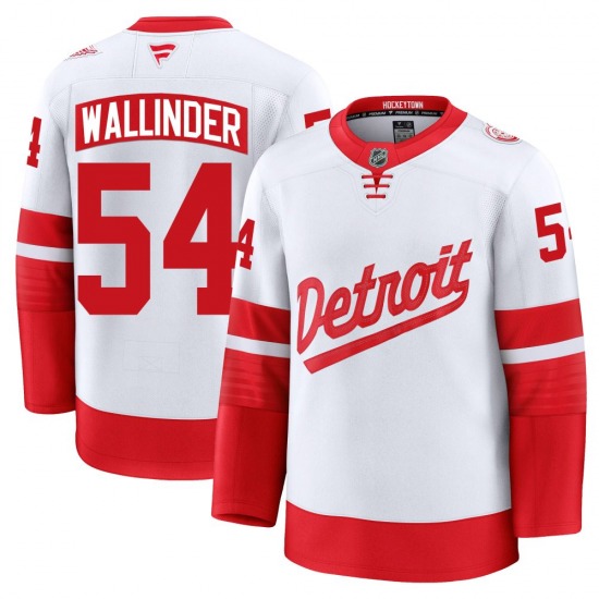 Youth Premium Detroit Red Wings William Wallinder White 2025 Stadium Series Official Fanatics Jersey