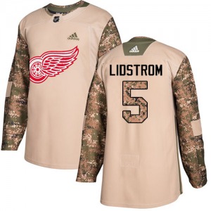 Youth Authentic Detroit Red Wings Nicklas Lidstrom Camo Veterans Day Practice Official Adidas Jersey