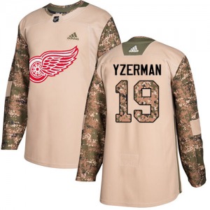 Youth Authentic Detroit Red Wings Steve Yzerman Camo Veterans Day Practice Official Adidas Jersey